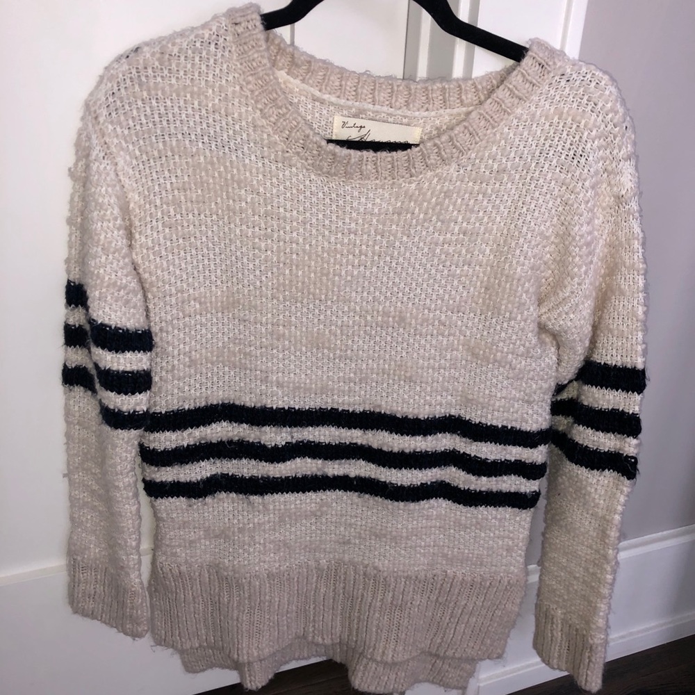 Cream and navy sweater